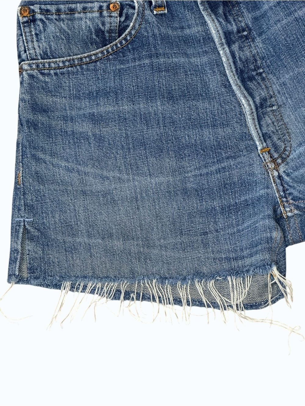 RE/DONE Levi’s High Rise Cutoff Denim Shorts Vintage Wash Size 24 - Picture 4 of 10